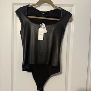 NWT Express Faux Leather Black Bodysuit